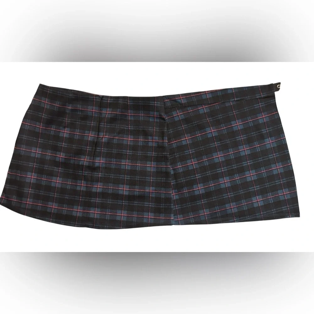 RSQ black,blue,red midi plaid skirt size S.